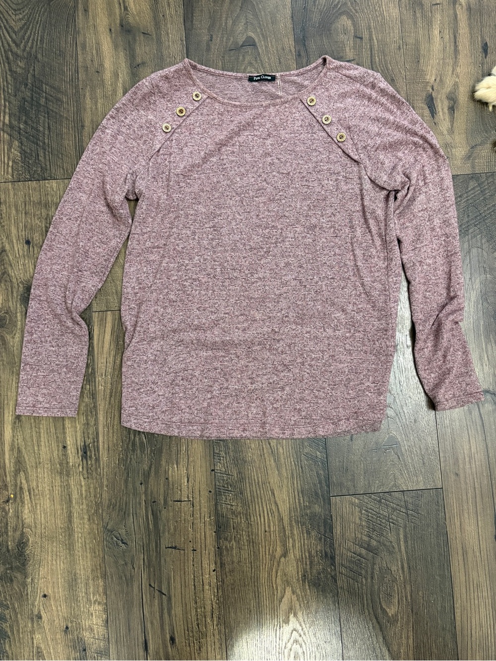 Pink Clover Luna Elbow Patch Brushed Knit Top Size M